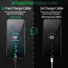 4 renk dokuma USB kabloları 1m 2M 3M 3A Tip C USB-C Telefon Kabloları için Cep Telefonu Örgülü Şarj Cihazı Hızlı Şarj Kablosu