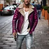 Mannen Jas Herfst Kunstleer Jas Lange Mouw Plus Size Casual Winter Winddicht Pluizige Rits Revers Overjas