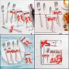 Flatware Sets Stainls Steel Wtern Tableware Steak Knife And Fork Red Wine Cup Set Gift Box Drop Delivery 2021 Home Garden Kitchen Di Dh2Ro