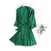 ملابس نوم للسيدات ربيع الصيف الأخضر كيمونو رداء ثوب سيدة صالة الجليد الجلي