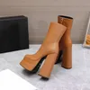 Meduza Aevitas intrico Leather Tall Platform Boots Boots Side Side Squared The Block Block Cheels Booties Chunky Luxury Designer Runway Shoes for Women Factory Footwear