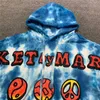 Heren Hoodies Sweatshirts Autumn Winte Oversized Tops Blue Tie Dye Print Market door Market Hoodie Men Women zware stof Sweatshirt lange mouw pullover 220902