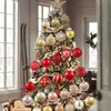 Autres fournitures de fête d'événement 12pcs brillant paillettes décorations d'arbre de Noël boules suspendues ornements de boule pendentif décors de fête à la maison année boîte-cadeau Navidad 220901