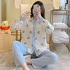 Damennachtwäsche QUHENG Pyjamas für Damen Sets Herbst Winter Reine Baumwolle Langarm Love Cardigan Chic Home Kleidung Nachtwäsche Damen Anzug 220902