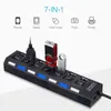 Multi Port USB 2.0 Hub Splitter Power Adapter 7/4 Multiple Expander Avec Commutateur Pour PC Accessoires