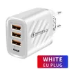 3USB PD Home Chargers Fast Charging US EU Adapter Multi-port A C 3A Travel Charger for Iphone 13 Pro Max Samsung LG Pc Tablet