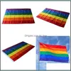 Bannerflaggor 90x150cm Rainbow Flag Rec Colorf Tyg Flags Stripes Banners Lightweight Square Park Party Celebration Gadgets New Arriv DHWQX