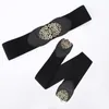 Ceintures Fashion pliable sculptée entièrement par correspondance ceinture noire femme vintage large élastique stretch boucle