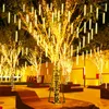 سلاسل 8 أنابيب نيزك دش أمطار LED String Fairy Lights Carlands Christmas Tree Decorations for Home Outdoor Wedding Garden