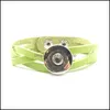 Charm-Armbänder, handgefertigt, weiches Druckknopf-Armband, gewebt, geflochtenes PU-Leder, 18 mm, Damen-Punk-Schmuck, viele Farben, Tropfen, Deli Dhseller2010 Dhbwk