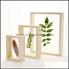 Frames Noordse stijl Gedroogde bloembladeren Diy geperste plant foto frames dubbele zijglas houten frame woning decoratie muurkunst 1pc1 dhj5g