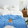 Blankets Cotton Knitted Pink Blanket Nordic Simplicity Solid Throw Blue White Woolen BedBlanket Home Living Room Decoration