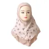 Bonnet/Crâne Casquettes Musulman Enfants Filles Hijab Fleur Imprimé Turban Arabe Cap Islamique Châle Bonnet Chapeau Headwrap Ramadan Moyen-Orient Foulard 7-12 ans