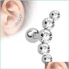 Stud 1Pc Cartilage Helix Tragus Stud Earrings Fashion Body Jewelry Stainless Steel Bar Zircon Ear Nail Piercing Puncture Acc Yydhhome Dhfot