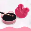 Sminkborstar Brush Cleaner Tvättdyna Rensmatta Kosmetisk Universal Make Up UV Gel Penna Silikon Bear Scrubbe Box Handverktyg