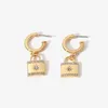 Hoop Ohrringe Gold Studs Circle Earings Frauen kreatives Design gl￤nzend Zirkonia Schloss Anh￤nger Custom Locket Charm Dangle Schmuck Huggie