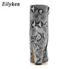 Boots Eilyken Women Zipper Snake Print Ankle Square heel Fashion Pointed toe Ladies Sexy shoes 2022 New Chelsea 220901