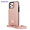 Luxe Desiger Wallet -hoesjes voor iPhone 12 Pro Max met Lanyard Fashion Classic Patroon PU lederen Wallets IP 14 Max 13 Promax 11 Trunk Cover Premium Magnetic Flip Case