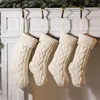 Red White Christmas Knitted Wool Socks 2023 New Year Christmas Gifts Xmas Socking for Kids 2022 Navidad Natale Kerst Noel Decor 46cm