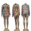 المسارات النسائية Zaggin 2022 أزياء الخريف نساء طباعة 2 ألوان قميص 2 قطعة مجموعة عارض