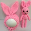 Handgemaakte nink Velvet Bunny Hat Doll Wool gebreide dieren kleine oren pasgeboren fotografie props 20220902 E3