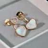 Pendientes colgantes Pure 925 Sterling Silver clásico Happy Heart For Women Natural Mother Shell no calidad