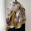 2022 зима теплый шарф пашмина Женщины толстые буфандас хиджаб цветочные печатные шарфы Шары и обертки для Леди Бандана Стол