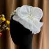 Направления с плизированы негабаритная цветочная жемчужная группа для волос на французском стиле декорирование невесты Женщины Свадебные аксессуары