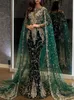 2023 Sukienki wieczorowe Szmaragdowa balka balowa z długim rękawem Lśniąca luksusowa koronkowa ślubna skromna sukienka z odłączonym BC14284 GB0902