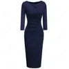 Work Dresses Women Elegant Fashion Solid Color Wear to Business Office Vinatge Bodycon Formal Dress EB600 220902