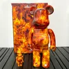 Nya spel v￥ldsamma byggstenar Bearbrick 400% SSUR Fire Hand-made Flame Flawless Doll Trend Decoration Doll 28cm