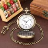 Pocket horloges Fashion Bronze unisex ketting kwarts kijken kleine jongen ontwerpen beuk grote houten chip met ketting prachtige hanger wat