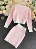 Casual Dresses Korean Sweet Knit Plaid Cardigans Camisole Skirts 3pcs Sets Girls Short Sweater Coat Vest Mini Skirt Suits Women Outfits 220902