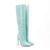 Laarzen New Punch Shoes Fashion Driving Herfst en Winter Plus Rits Dij High Geel Groen 220901