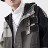メンズジャケットメンヒップホップストリートウェアフード付きジャケットパッチワークジッパーコートファッションカーゴ2022年クートンカサコマスクリノ