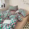 Bedding conjuntos de roupas de cama de luxo conjunto de edredão xadrez de linho de linho de cama de linho de linho de lençóis equipados com tamanho de cama de tamanho de cama de alta qualidade 220901