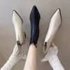 부츠 청키 한 Heeled Women Fashion Boots 웹 유명 인사 매칭 중간 힐 슬림 첼시 발목 220902