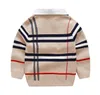 Menino de outono da primavera Cardigan suéter de malha listrado suéter infantil infantil de manga longa pullover infantil moda suétera roupas