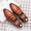 Loafers Men Shoes Classic Solid Color Pointed Toe PU Crocodile Pattern Mask Fashion Business Casual Wedding Daily AD112