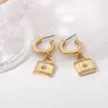 Hoop Ohrringe Gold Studs Circle Earings Frauen kreatives Design gl￤nzend Zirkonia Schloss Anh￤nger Custom Locket Charm Dangle Schmuck Huggie