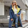 Dames Down Parkas Gasman Down Jacket Fashion High Street Long Pocket Women Coat Contrast Brand Warm gewatteerde jassen Parka 21339 220902