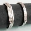 Link pulseiras polido aço inoxidável cristal incrustado casal pulseira cuidados de saúde terapia germânio pulseira magnética para homens