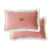Decoração de bordados de travesseiros decoração de luxo de luxo moderno capa de madeira serrada rosa decorativo de casa verde 45x45cm/30x50cm