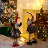 Kerstdecoraties pluche rendierpoppen met LED -lichten kerstpoppen staan ​​Elk Deer Toys Christmas Decoration for Home Navidad Jaargeschenken 220901