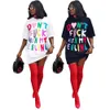 فقاطات الموضة النسائية الصيفية للباس نساء رسائل تباين متعدد الألوان طباعة