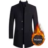 Herenpakken blazers heren winter jas overjas met eenmalige borsten mode massieve kleur trenchcoat lange mouw wollen blend outfit windscheper L220902