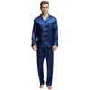 Men's Sleepwear Tony&Candice Men's Stain Silk Pajama Set Men Pajamas Sexy Modern Style Soft Cozy Satin Nightgown Summer