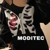 Женские толстые толчки на молнии Y2K Harajuku Shop Skull Print Goth Women Grunge Jacket Cooled Solid Color Retro Whotshirt