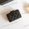 Womens Classic Mini Hasp Card Holder Bags Caviar Leather Leather Calfskin Multi Pochette Gold Hardware Pres