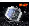 2022 11-01 A21J Automatic Mens Watch Steel Case Skeleton Dial Big Date Blue Rubber Strap 6 Styles Watches Puretime D4